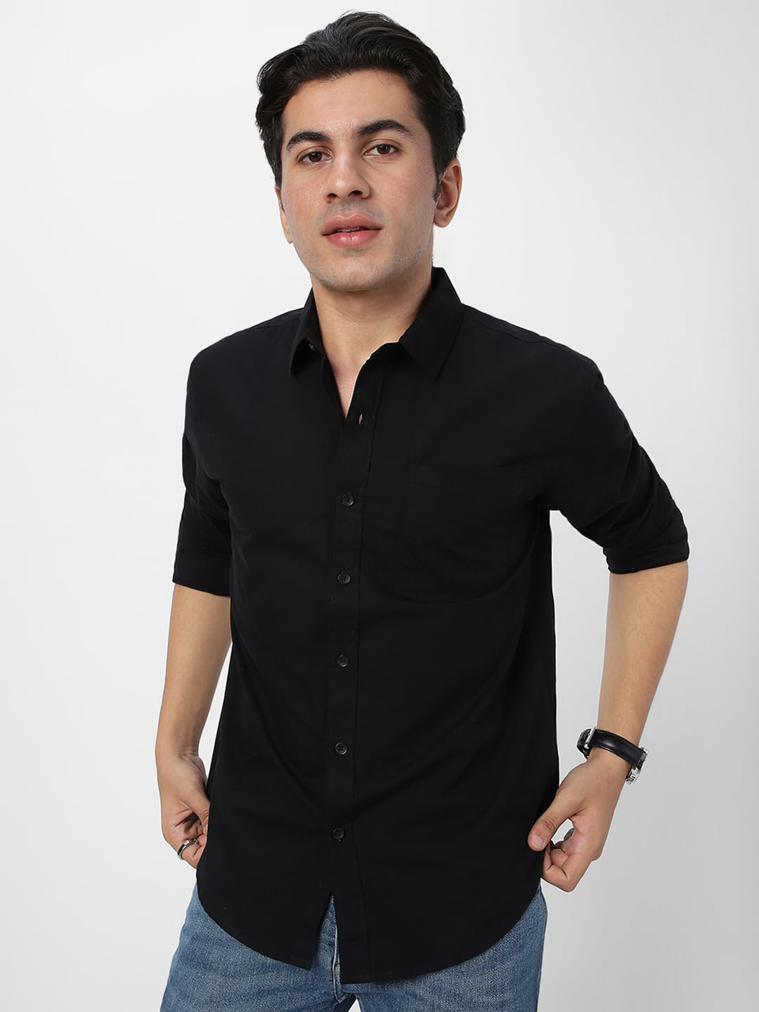 Urbano Fashion Men's Cotton Full Sleeve Regular Fit Casual Solid Shirt