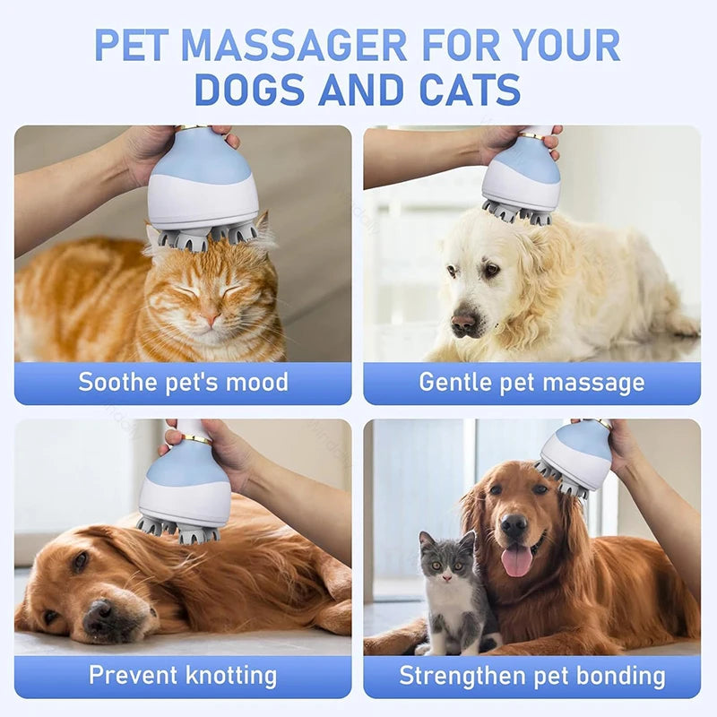 2025 Electric Cordless Head Scalp Massager With 4 Kneading Massage Heads Hair Growth Body Stress Relax Relaxtion Cat Pet Claw